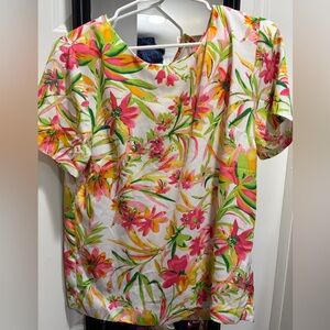 J. Crew Floral Blouse - Pink, Green, Yellow